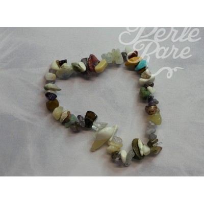 Bracelet extensible en perles de pierre mélangées naturelles et synthétiques  - 1 Pièce